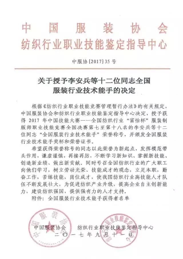 全國紡織行業“富怡杯”服裝制版師職業技能競賽獲獎名單揭曉！